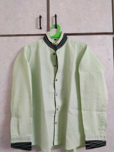 Striped Collar Light Green Shirt