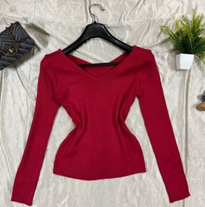 Red Long Sleeve Top