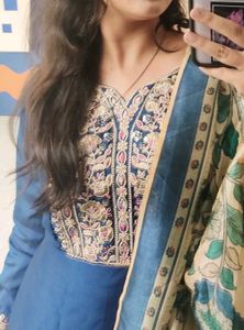 Elegant Blue Embroidered Kurta Set