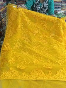 Yellow Embroidered Saree