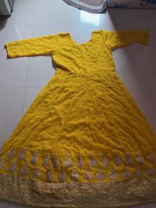 Yellow Embroidered Anarkali Dress