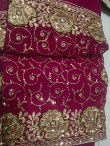 Elegant Pink Embroidered Saree