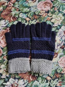 Striped Wool Blend Gloves