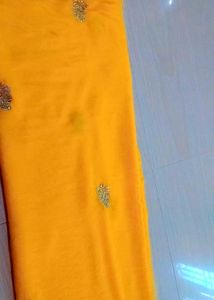 Yellow Dupatta with Silver Embellishments
