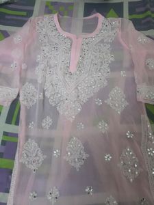 women chikan embroidery straight kurta