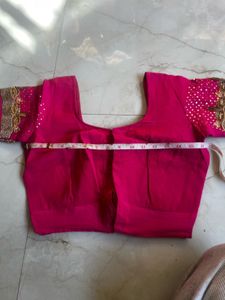 Elegant Red &amp; Pink Saree with stitched blouse💕😘�