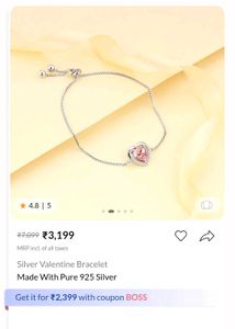 Giva Valentine Heart Bracelet wAdjustable Chain