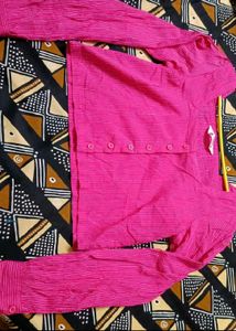 Pink Long Sleeve Crop Top