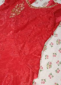 Red Embellished Party gown