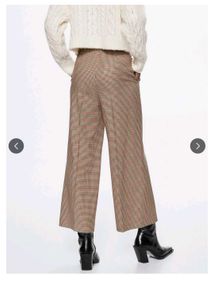 MANGO Checked Wide Leg Trousers