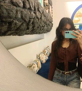 Brown sheer pull over