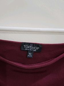 Burgundy Bell Sleeve Crop Top
