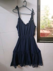 Navy Blue Ruffle Summer Dress