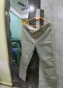 Patterned Blend Trousers Side Zip And Pocket