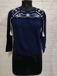 Embroidered Navy Blue Tunic