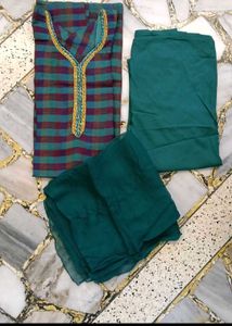 Ethnic Silk Kurta Set Crepe Dupatta