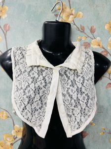 Lace Button-Up Pseudo Neck