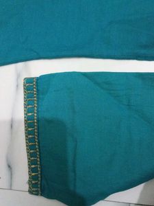 Teal Embroidered Kurti