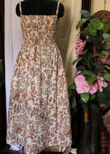 Floral Print Smocked Sundress With Pockets