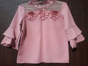 Blush-Pink Ruffle Sleeve Top
