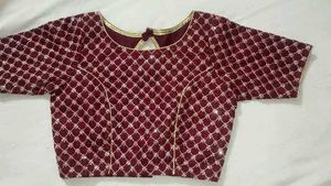 Maroon Embellished Saree Blouse