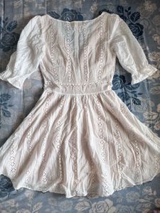 White Eyelet Cotton Mini Dress