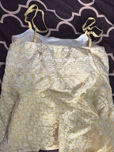 Yellow Chikankari Padded Peplum Top