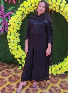 Black Sequence Kurta Set With Thread Work