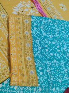 Yellow &amp; Turquoise Print Kurti