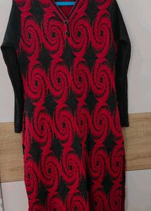 Red & Black Patterned Dress