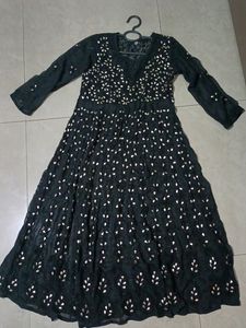 Anarkali Black Gotta Pati And Chikenkari Kurta