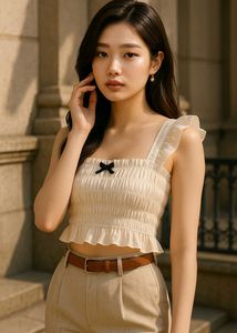 Ivory Ruffle Trim Top