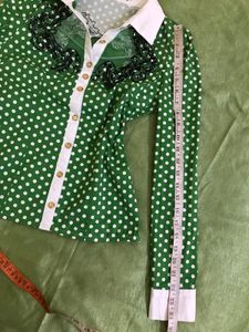Green Polka Dot  Shirt Bust 32(very Stretchy )