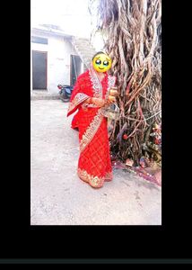 Red Bandhani Print Saree 👍
