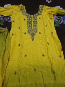 Yellow Kurti With Heavy Work