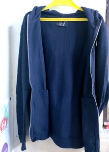 Zara  Zipper Dark Blue Hoodie