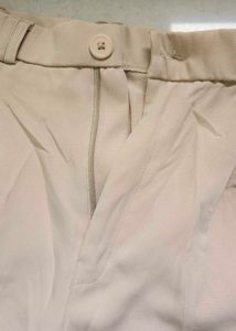 Beige Wide Leg Trousers