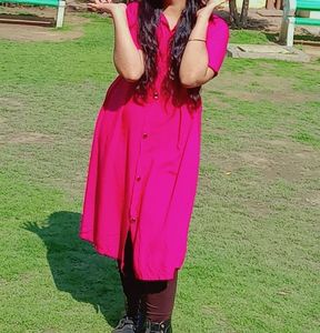 Pink Button-Down Midi Dress