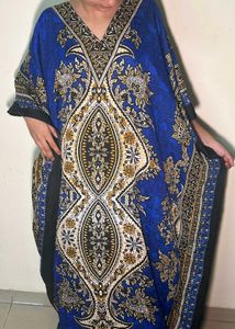Blue Patterned Kaftan Dress