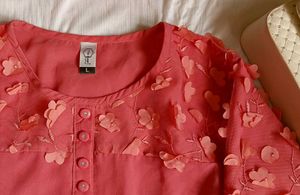 Elegant Coral Pink Georgette Top ✨️🎀