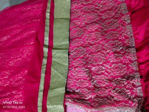 Elegant Pink &amp; Gold Embellished Indian Dress