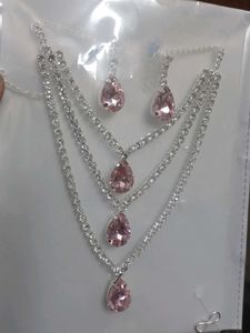 Elegant Pink Crystal Jewelry Set