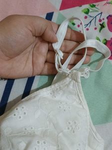 White Embroidered Comfort Bra
