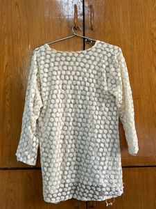 Net Off White Flower Top