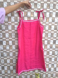 Rose Pink Strapped Kurti 🌸