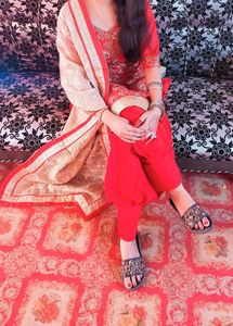 Red &amp; Gold Salwar Kameez