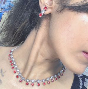 Red &amp; Silver Necklace Set