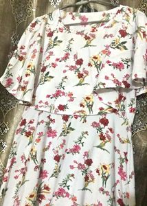 Flower Print long Frock