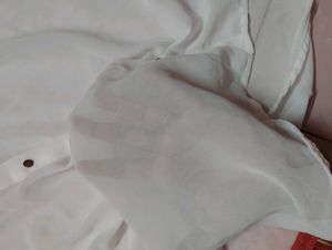 Elegant White Pleated Sleeve Shirt