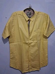 Yellow Patterned Short Sleeve Shirt